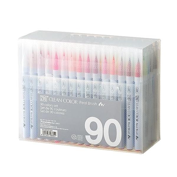 【ほぼ未使用】呉竹 カラーペンZIG 90色 RB-6000AT/90V 呉竹 カラーペン 筆ペン ZIG クリーンカラー リアルブラッシュ