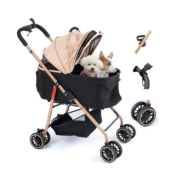 他サイト： MILA&amp;LOUIS ペットカート 多頭の小型犬&amp;猫 中型犬一匹用 犬 カート - 分離・全体として ワンタッチ 折りたたみ可能 犬 ベビーカーの商品画像