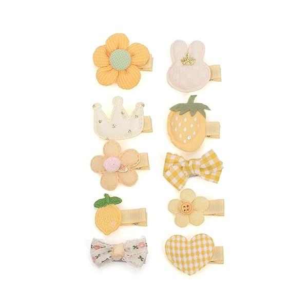 キイロ/-/-・Color:キイロ・【セット内容】10点セット・色んな組み合わせを楽しめる♪赤ちゃん用のヘアピン10点セット。・赤ちゃんの肌が傷つかいないように、金具部分が布で覆われたヘアクリップ。・前髪を留めるだけでなく、 ツインテールに...