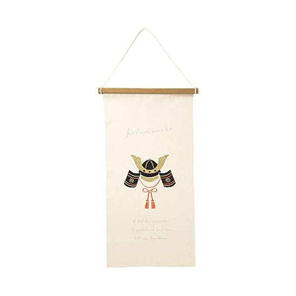 刺繍タペストリーアイボリー/L/5017-A・種類:兜飾り・サイズ:305×15×565Hmm(布部分/280×545mm)・材質:綿・ポリエステル・木