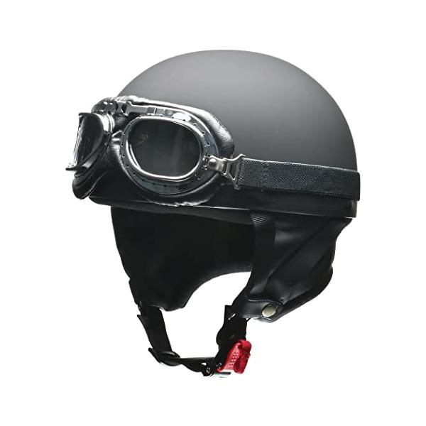 他サイト： リード工業(LEAD) バイクヘルメット ハーフ CROSS ビンテージ マットブラック LL CR-751 -の商品画像