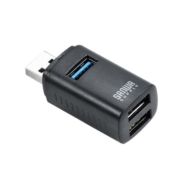 USBハブ 3ポート コンパクト 小型 USB A USB3.0/USB2.0 コンボハブ 軽量 軽い バスパワー 持ち運び ポート 増設 拡張 直差し 400-HUBA17BK