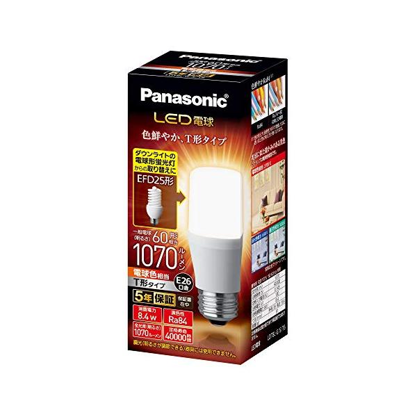 パナソニック LED電球 口金直径26mm 電球60W形相当 電球色相当(8.4W) 一般電球・T形タイプ 密閉器具対応 LDT8LGST6