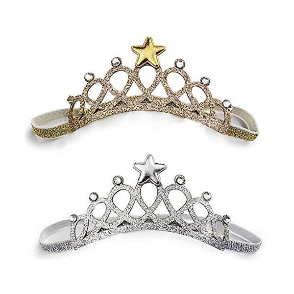 髪飾りシルバー　ゴールド/-/-・金と銀のキラキラした輝きは天使のような可愛さ、お手軽に簡単！プリンスやプリンセスになれちゃうへあバンド☆新生児から幼児、女児はもちろん男の子にも◎・シルバーとゴールドの2個セットでドレスや衣装に合わせて使い...