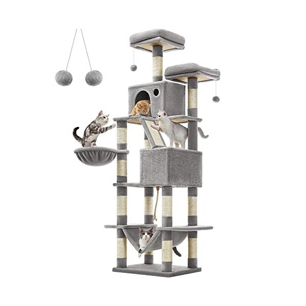 他サイト： FEANDREA キャットタワー 多頭飼い 大型猫用 スリム 安定感 据え置き 人気 ハンモック 転倒防止 高さ206cm PCT190W01の商品画像