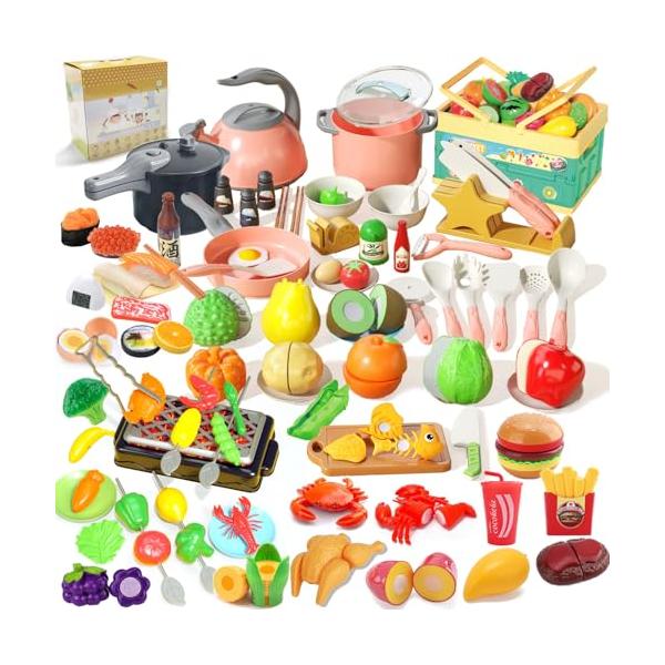 -/103B/-・Edition:103B・超豪華、大量セット寿司、野菜、果物、魚、エビ、カニ、沢山の調理器具、キッチン用具などいろいろあります。写真通りで色々な種類のおもちゃが入ってましたプラスチック製でとても軽くて。加えて、マジックテー...