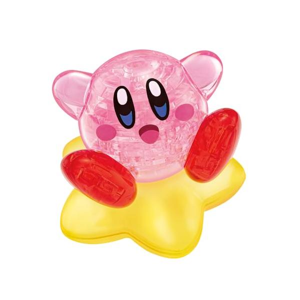 透明ピースを組み上げる立体ジグソーパズル・ワープスターに乗ったカービィが出来上がります・カービィは単体でも飾れます・完成するとクリスタルのように美しく輝くインテリアとして楽しめます。