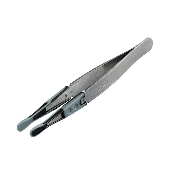 ホーザン(HOZAN) ESDソフトチップピンセット 静電気対策ピンセット 全長125mm 開き幅10mm 先端幅6.0mm 幅広R型 P-64