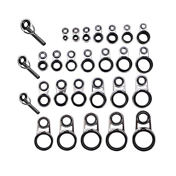 シルバー/1/-・商品内容：25個 釣竿ガイドセット。・材質：シリコン セラミック。高品質素材ステンレススチール、セラミックを構成されて、耐摩耗性・耐腐食性がいい、錆びにくいです。・ラインリングアイの直径サイズ：3.0mm（取付穴の直径：2...