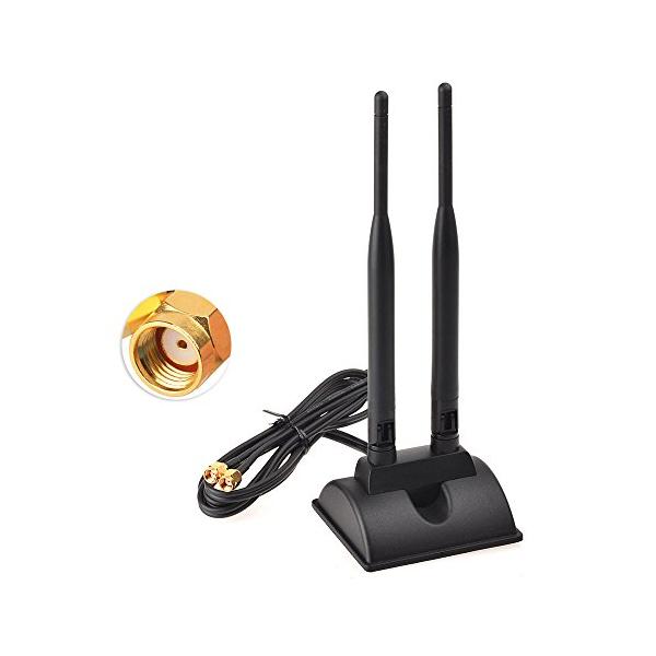 Superbat 2.4GHz・5GHZ 6dbi ブースターアンテナ WIFIアンテナ 無指向性 RP-SMAプラグ 磁気ベース ワイヤレスW