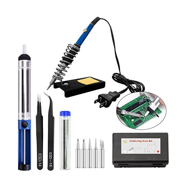 他サイト： Manelord はんだごてセット 温度調節可(200〜450℃)ハンダゴテ 14-in-1 電子作業用 60W/110V PSE認証 安全の商品画像
