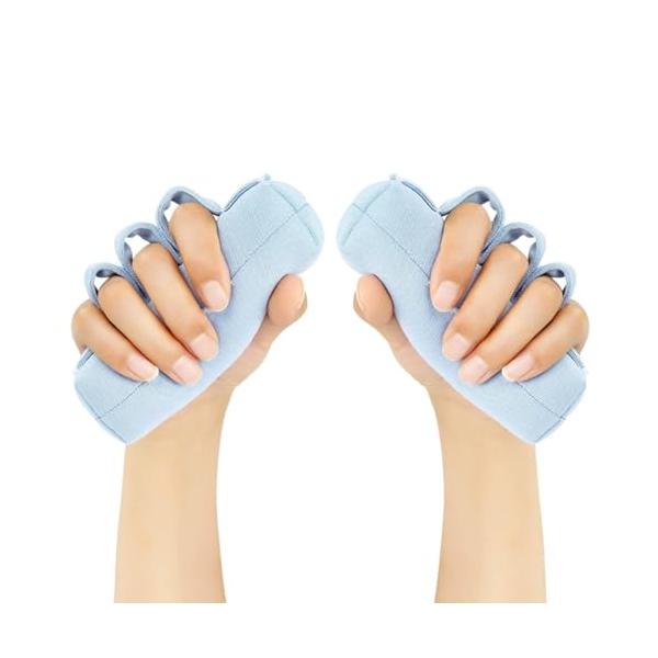 水色/-/-・Color:水色・指の拘縮ケアに最適なリハビリ用グリップパッド2個セット：柔らか素材で手指に優しくフィット。握るだけで手指のリハビリや筋力トレーニングが可能。肌に優しいクッション素材で、握り心地が良く、長時間使用しても快適です...