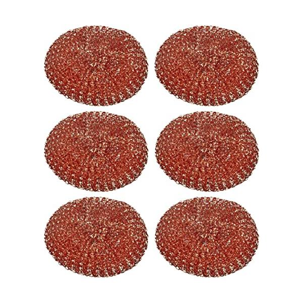 他サイト： 富士商 たわし 銅 キッチンスポンジ 6個入 直径9×厚さ2cm 雑菌の繁殖を防止 頑固な汚れに 純銅タワシ F4389の商品画像