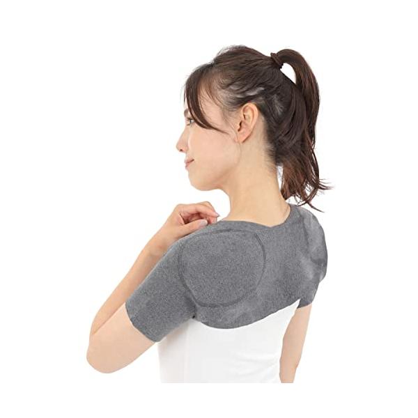 肩あたためサポーター 保温専用 肩パッド付2重構造 肩サポーター 肩当て 肩温めグッズ 肩ウォーマー Rela Kino (グレー L)