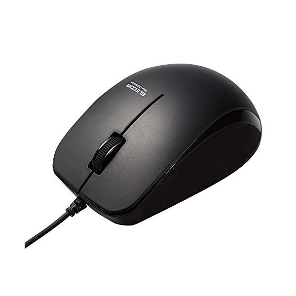 エレコム マウス 有線 M-BL27UBSKBK 3ボタン ラバーグリップ 静音 抗菌 ブラック