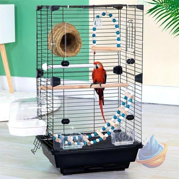 鳥籠 鳥かご インコ 大型 複数飼い 豪華ケージ 大きい 鳥小屋 スタンド付きバードケージゾンチーブランコ付き フルハウス ペット用品 透明アクリルパネル