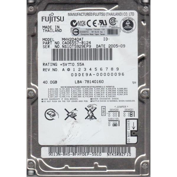 （中古品）富士通/Fujitsu 2.5インチ IDE/ATA100 40GB 9.5mm HDD MHV2040AT【商品説明】　・Buffer: 2MB・Capacity: 40GB・Interface: IDE/ATA 44pin・N...