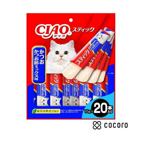 他サイト： いなば CIAO スティック かつお かつお節ミックス味 15g×20本 猫 えさ おやつ レトルト ペースト ◆賞味期限 2027年6月の商品画像