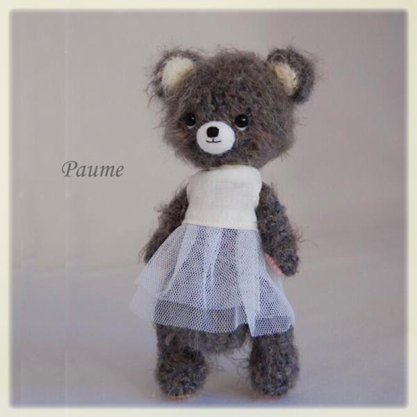 グレーの大きいくまさん あみぐるみ くま 手足可動式 ふわふわ