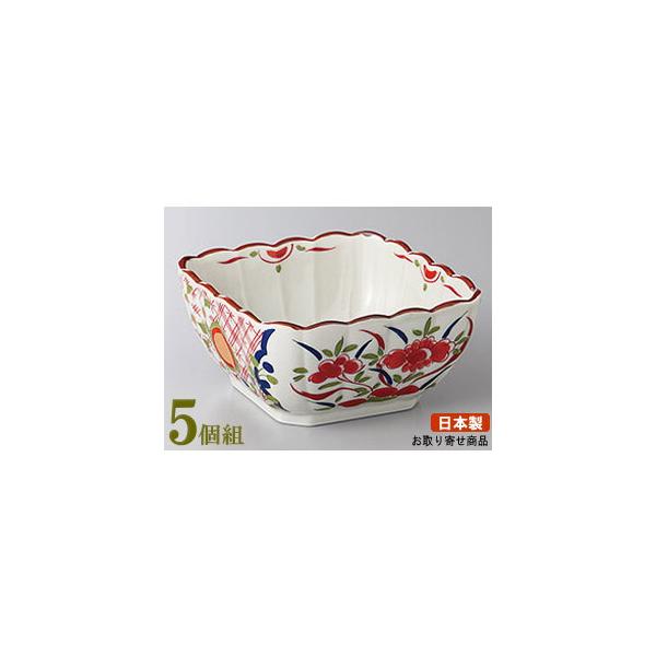 角小鉢 5個組 日本製 有田焼き宝珠中付 5個 業務用 食器 陶器 角型 角形 四角 小鉢 お皿 高級感 上品 電子レンジ可能 食器洗浄機可能 おつまみ 居酒屋 飲食店 ホ