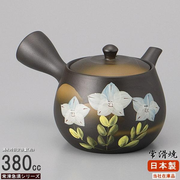 常滑焼　？　備前焼　？　陶器製 急須　蓋付き 常滑焼 急須 日本製 常滑焼き 黒泥 ききょう急須 容量380cc さわやか網