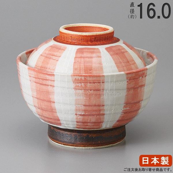 日本製 一珍赤十草 蓋付き 丼ぶり 業務用 国産 和食器 陶器 飲食店