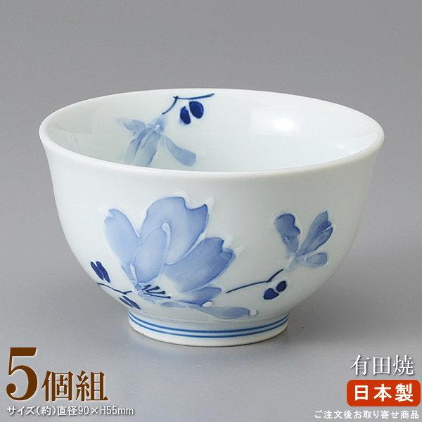 値下げ）朱巻き五草花 汲出し揃 湯呑