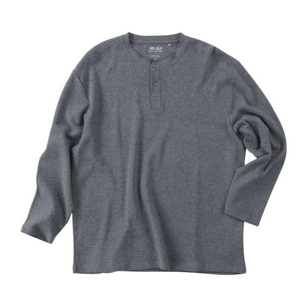 大きいサイズ メンズ■Mc.S.Pオーガニックワッフルヘンリーネック長袖Tシャツ▽大きいサイズ メンズ 3L 4L 5L 6L