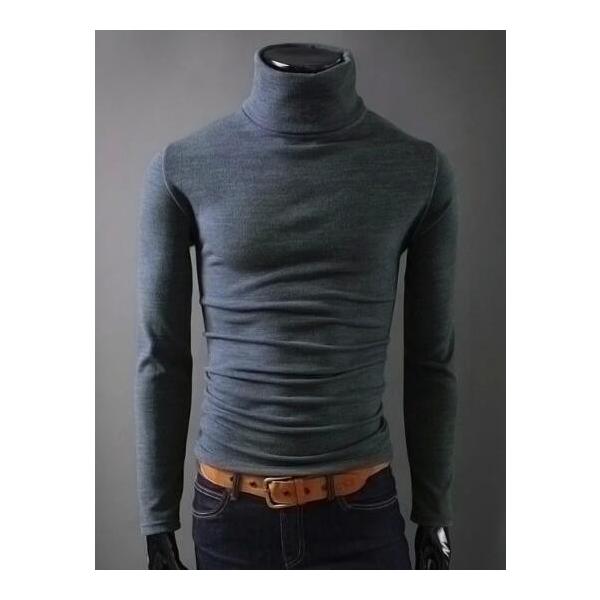 男性着ハイネック ニットセーター紳士ニットｔシャツ プルオーバー通勤メンズカットソー長袖トップス無地カジュアル アウター春秋冬インナーウェア 修身上着 Buyee Buyee 日本の通販商品 オークションの代理入札 代理購入