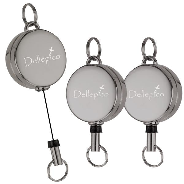 DELLEPICO リールキーホルダー リールキー 伸びる 45cm 3個セット パスケース リール 亜鉛合金 金具 ストラップ キーホルダー ２色展開