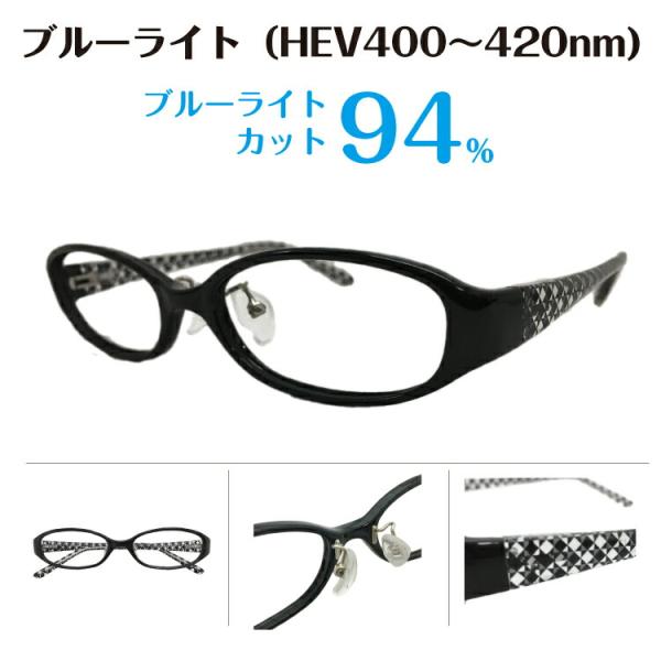 ブルーライトカット メガネ 94%カット 度付き 度あり オーバル 軽量 形状記憶 日本製レンズ使用 近視 乱視 レディース メンズ 男性 女性 子供 おしゃれ