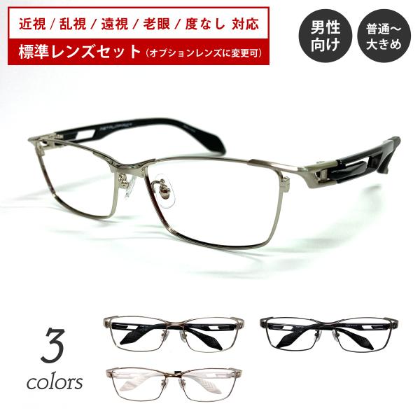 近視・乱視・遠視・度なし対応の標準レンズ付きメガネセットです。オプション（別途料金）で、ブルーライトカット・薄型・キズ防止・調光・遠近両用・カラーレンズなどにも変更可能です。■セット内容フレーム＋レンズ＋メガネケース＋メガネ拭き■フレームに...
