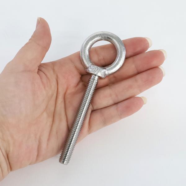 片手懸垂マスター　アイボルトなし　ロープ穴１３ミリ　センター穴１０ミリ　送料込み つば付ロングアイボルト M10 首下80mm ステンレス 水本 LTF-10M