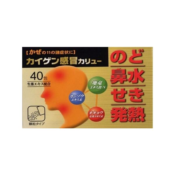 ※カイゲン感冒カリューは，アセトアミノフェン，d-クロルフェニラミンマレイン酸塩，dl-メチルエフェドリン塩酸塩などのかぜの諸症状を緩和する成分に加えて，3種類の和漢生薬を配合した総合かぜ薬です。