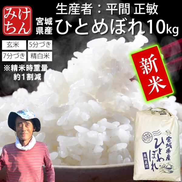 新米 お米 米 10kg ひとめぼれ 令和7年産 送料無料 宮城県産 生産者 平間 正敏 玄米 5分 7分 精白米 精米時重量1割減 ご試食価格 お一人様1点限り！