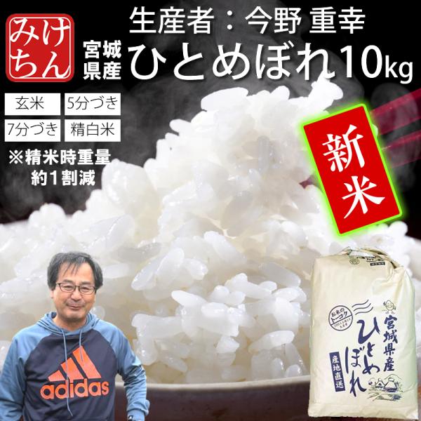 新米 お米 米 10kg ひとめぼれ 令和7年産 送料無料 宮城県産 生産者 今野 重幸 減農薬 玄米 5分 7分 精白米 精米時重量1割減 ご試食価格 お一人様1点限り！