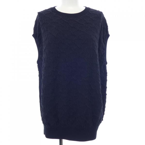 完売品　新品未使用ドゥロワー ベスト　38 ドゥロワー Drawer フリンジツイードベスト ネイビー /DF □OS