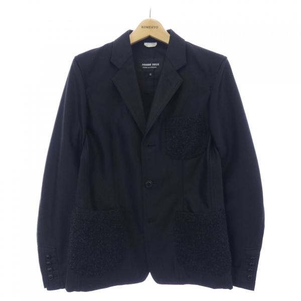 【新品未使用】コムデギャルソンオムドゥ ポリ縮 ダブルジャケット M 黒 COMME des GARCONS HOMME DEUX コムデギャルソンオムドゥ 14SS