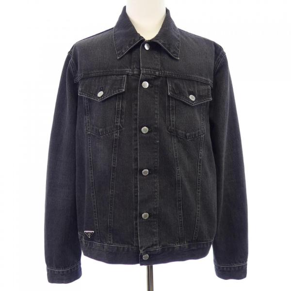現行品 PRADA Gジャン M メンズ 国内正規品 GEB227 プラダ PRADA デニムブルゾンジャケット トライアングルロゴ GEB227