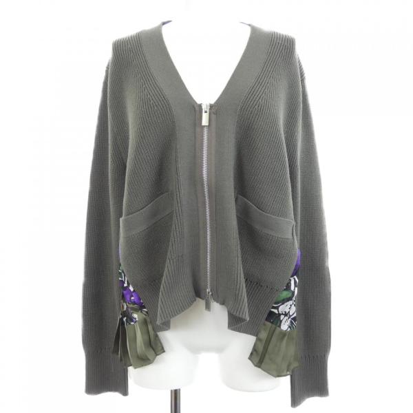 【sacai】美品サカイ カシミヤ ドローコード カーディガン グレー M sacai】美品サカイ カシミヤ ドローコード カーディガン グレー M