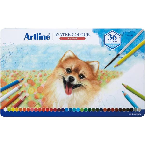 シャチハタ Artline 水彩 色鉛筆 36色 水彩筆付き　　KCP-W36C/H