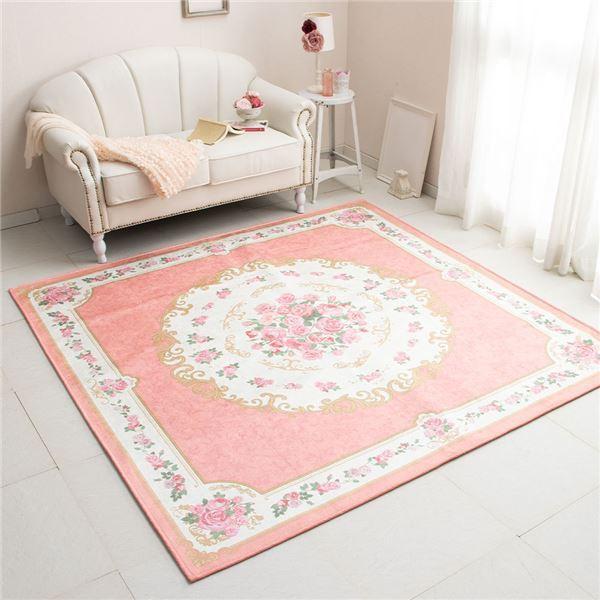 ロココ調 ラグマット 絨毯 約180 180cm 正方形 ピンク 洗える 裏面 不織布 防滑加工 ローズシェニールラグ リビング 直送品 Ds 米花肌ヤフー店 通販 Yahoo ショッピング