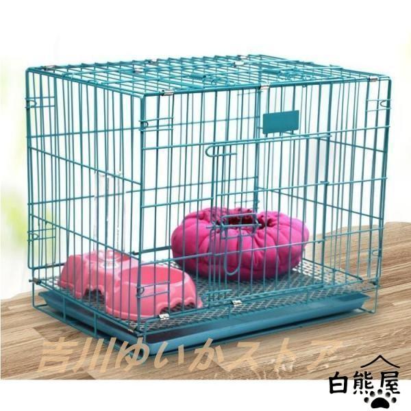 ペットケージ 折りたたみ 犬 折り畳み 組み立て コンパクト 黒 網 トレイ ダブルドア 横長 室内 簡易 犬用 ペットゲージ ケージ ゲージ