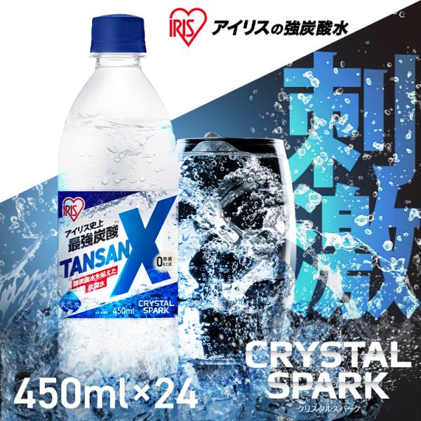 炭酸水 24本 450ml 強炭酸水 強炭酸 アイリス 無糖 まとめ買い 炭酸 ソーダ ペットボトル アイリスオーヤマ 割材 TANSAN X エックス