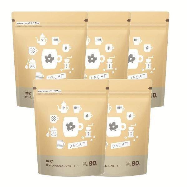 UCC 5個セット おいしいカフェインレスコーヒー袋 90g (D) : 食福堂