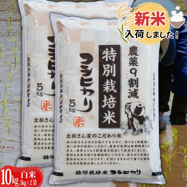 お米 新米 送料無料 農薬９割減特別栽培米 コシヒカリ 白米 10kg （5kg×2） 令和４年産 新米 安心 安全 ｜ 米 おこめ お米 10kg 白米 送料無料