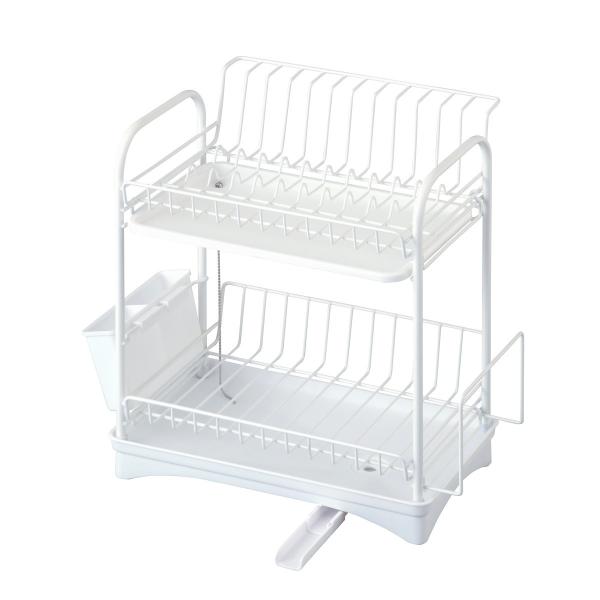 たっぷり収納できる２段式。シンプルながら多機能な水切りラック。