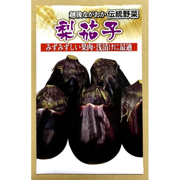 ３袋以上でクーポン割引 梨茄子 ナス 種 1.5ml なす 茄子 野菜 園芸 栽培 家庭菜園 種まき 長岡野菜 新潟 伝統野菜 長岡市特産 種子 たね タネ 小袋 夏 送料無料