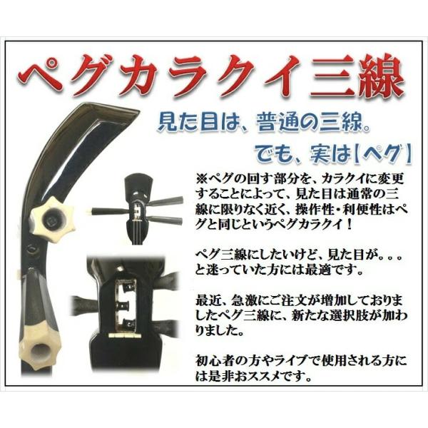 三線 沖縄三線 ペグカラクイ仕様 真壁型 黒塗り 人工皮 初心者向け究極