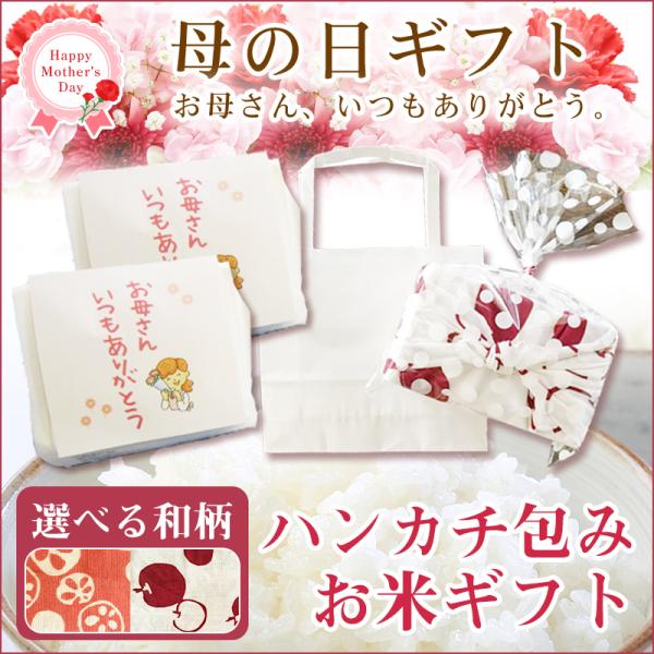 母の日ギフト 米ギフト 新潟産 コシヒカリ 2合2袋 レディース ハンカチ セット 母の日 ギフト 花以外 送料無料 メッセージ 保存食　2026